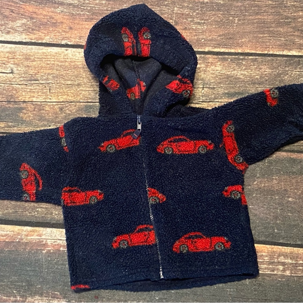 Kitestrings Cozy Kids' Car Print Sherpa-Like Hoodie Size 12 Months